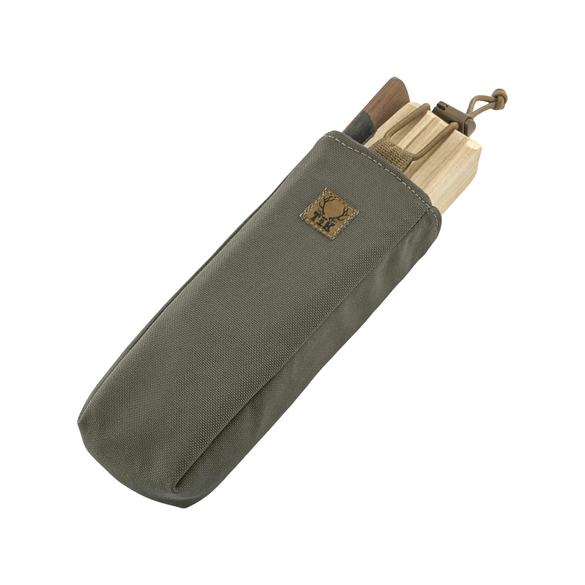 Ranger Green T & K Box Call Pouch securing a turkey box call with elastic cord lock, designed for durable field use