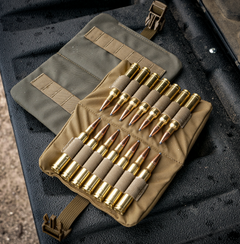 Ranger Green and Coyote Brown T & K Ammo Wallet for the shooting range and hunting being used in the field