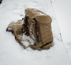 T & K Gen 3.1 Bino Harness in Coyote Brown in the snow